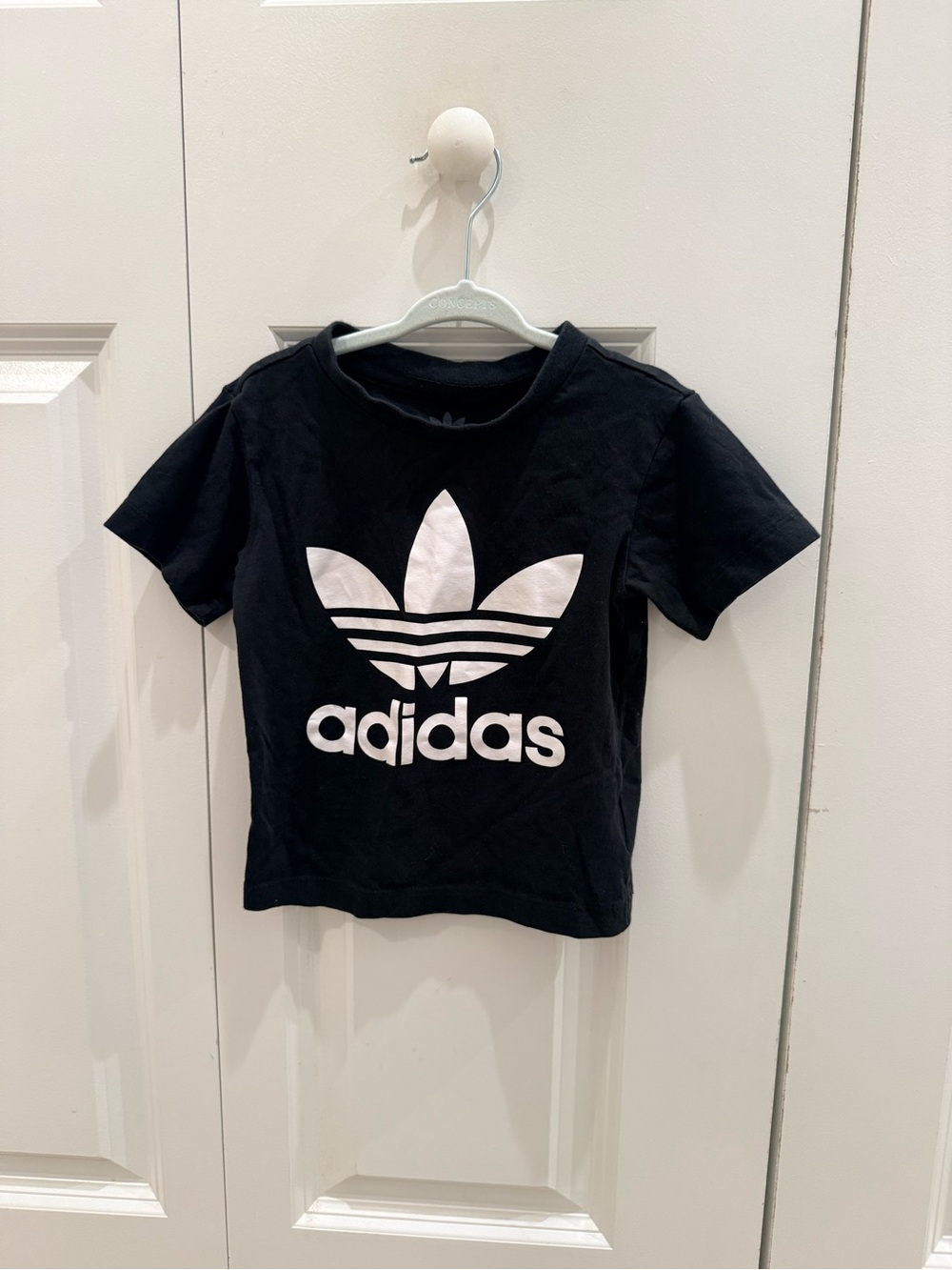 adidas Black Tee with White Trefoil Logo 2t